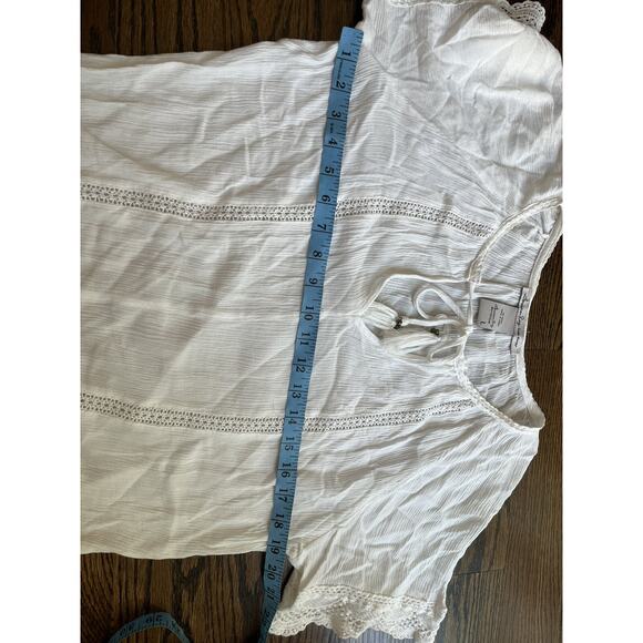 American Rag Lace Mix Peasant Top size L white - Picture 9 of 9